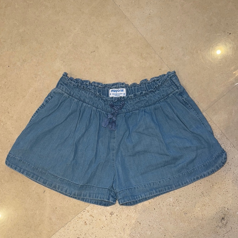 Mayoral girls size 8 elastic and soft chambray denim short